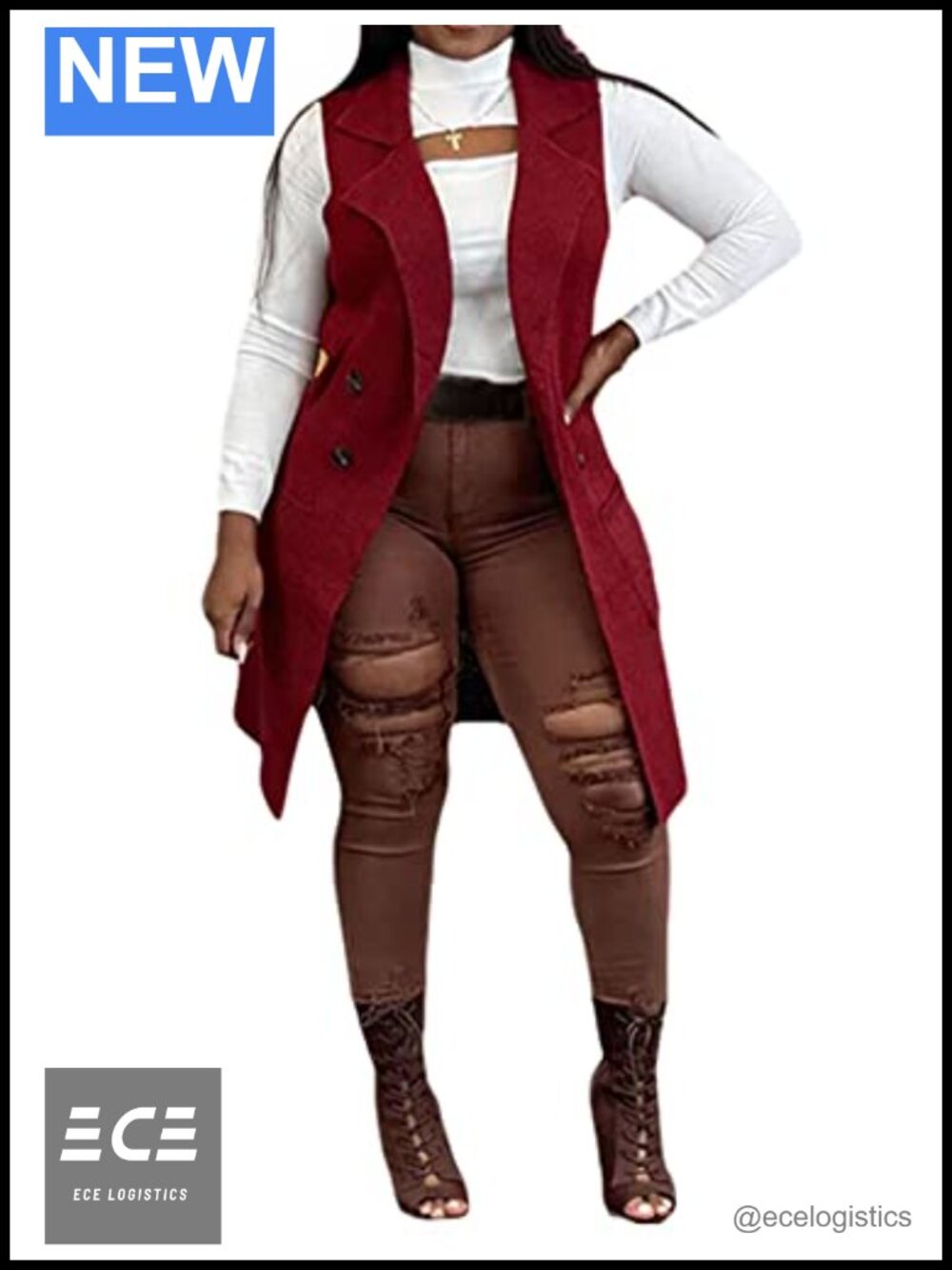 Sleeveless Open Front Knit Sweater Vest Cardigan Waistcoat with Pockets